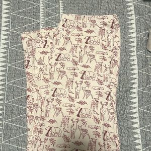 Women's Cream Sleep Pants with Maroon Animal Print